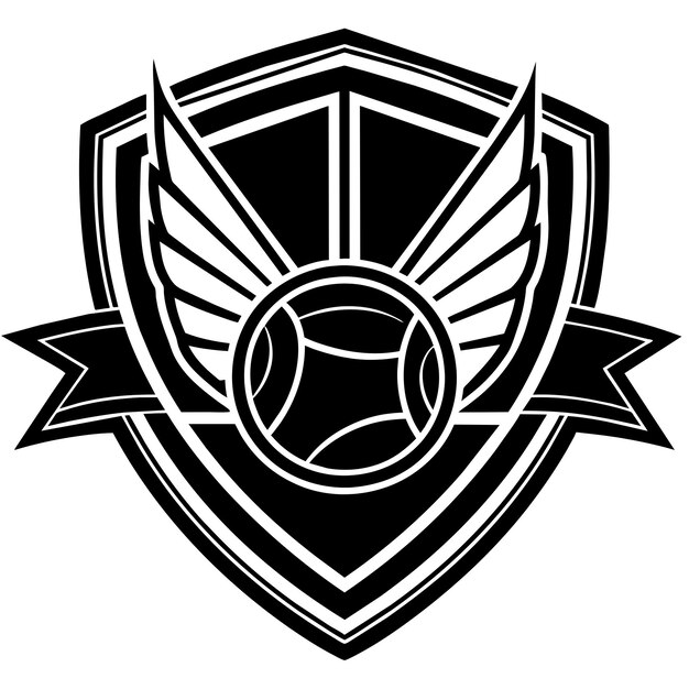 Ilustración en blanco y negro del logotipo deportivo