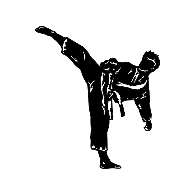 Una ilustración en blanco y negro de un luchador de karate.