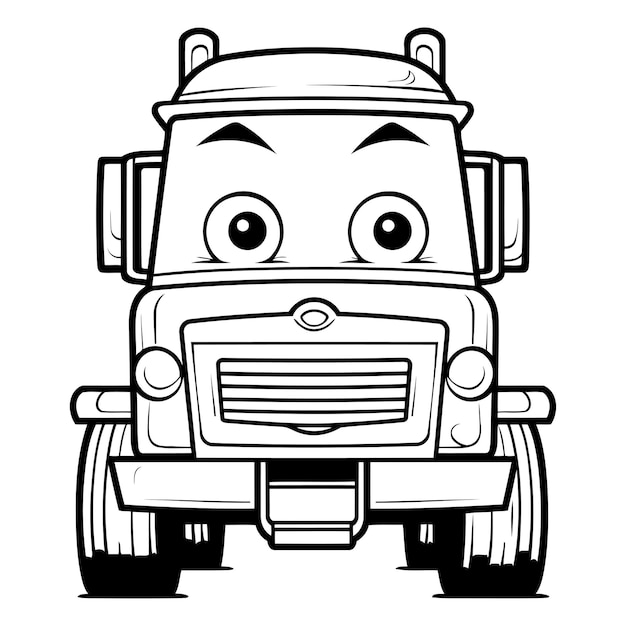 Ilustración en blanco y negro de la mascota del personaje de Funny Truck