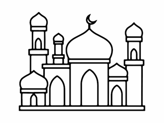 Ilustración en blanco y negro de la mezquita
