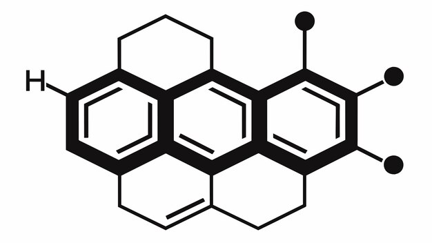 Vector una ilustración en blanco y negro de la molécula de ketamina que hace hincapié en su composición química y