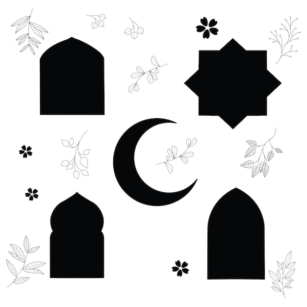 ilustración en blanco y negro de un ornamento durante el Ramadán