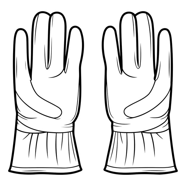 Vector ilustración en blanco y negro de un par de guantes de protección para el trabajo