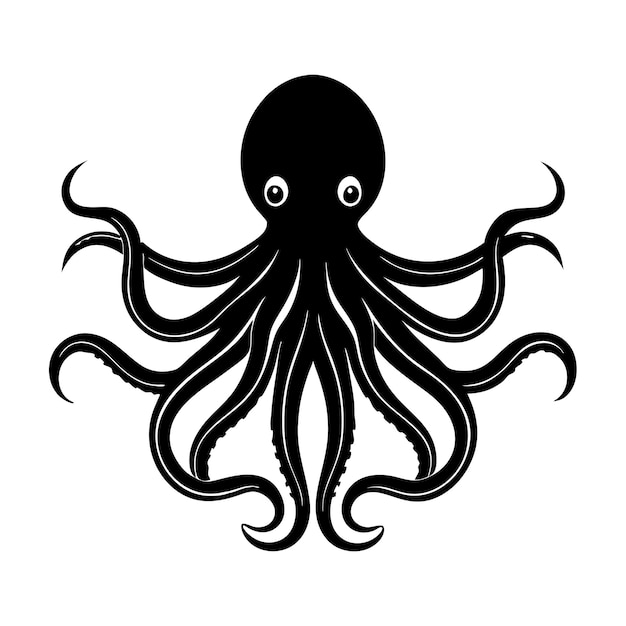 una ilustración en blanco y negro de un pulpo