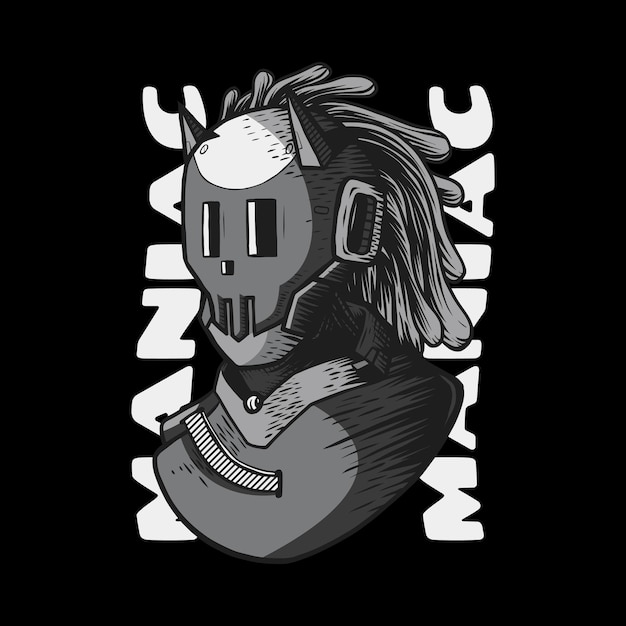 Ilustración en blanco y negro de reggae maníaco