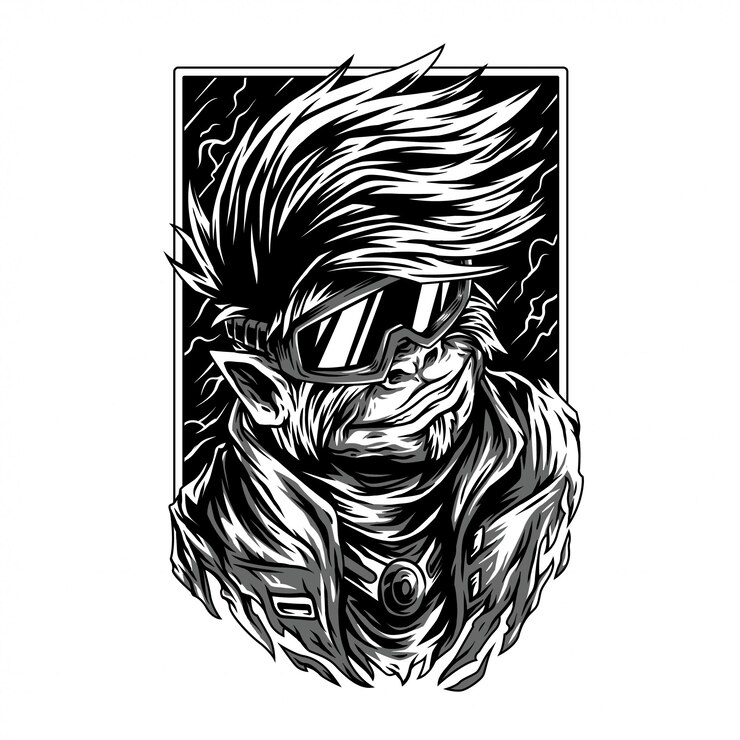 Vector ilustración en blanco y negro remasterizada de splichood
