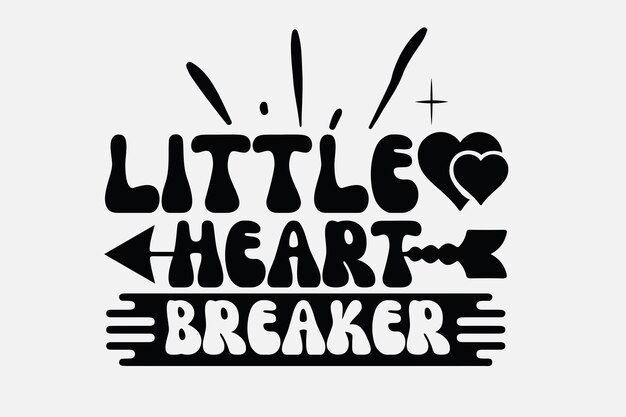 Una ilustración en blanco y negro de un rompecorazones con una flecha y las palabras pequeño rompecorazones.