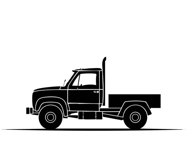 Ilustración en blanco y negro de la silueta de un camión Transporte de entregas