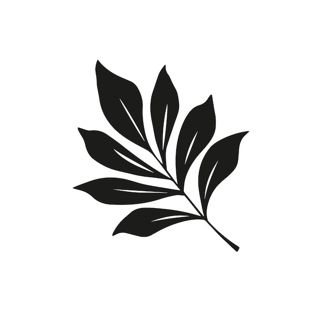 Ilustración en blanco y negro de la silueta de la hoja de Hickory