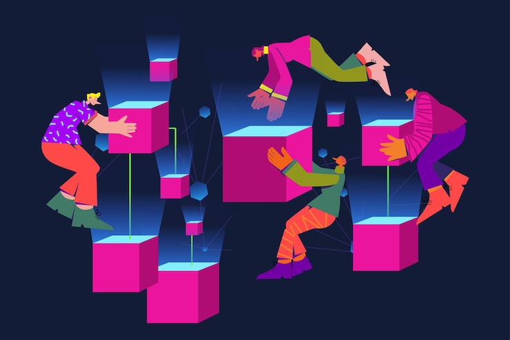Vector ilustración de blockchain