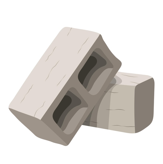 Ilustración de un bloque hueco de hormigón aislado sobre un fondo blanco