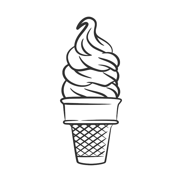 Ilustración del boceto artístico de la línea del cono de helado