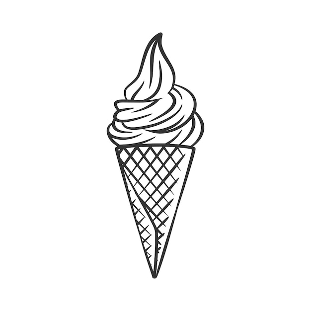 Ilustración del boceto artístico de la línea del cono de helado