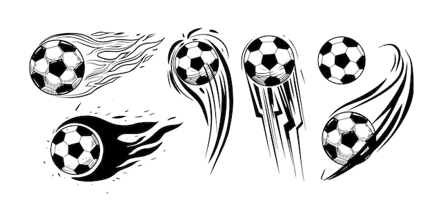 Ilustración de boceto dibujado a mano monocromo de vector de pelota de fútbol