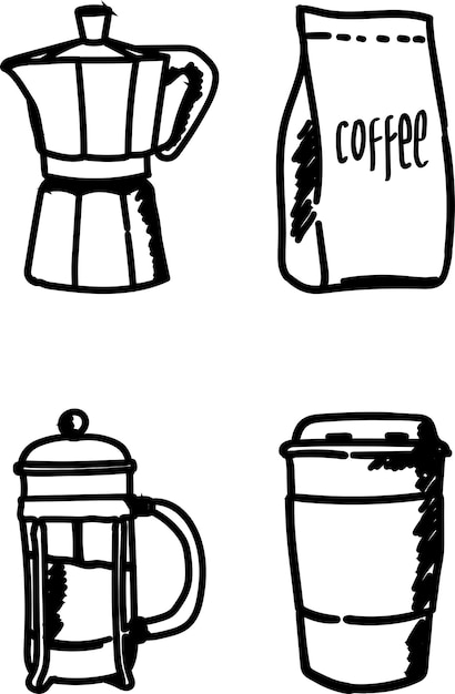 Ilustración de boceto de dibujo a mano de la máquina de café