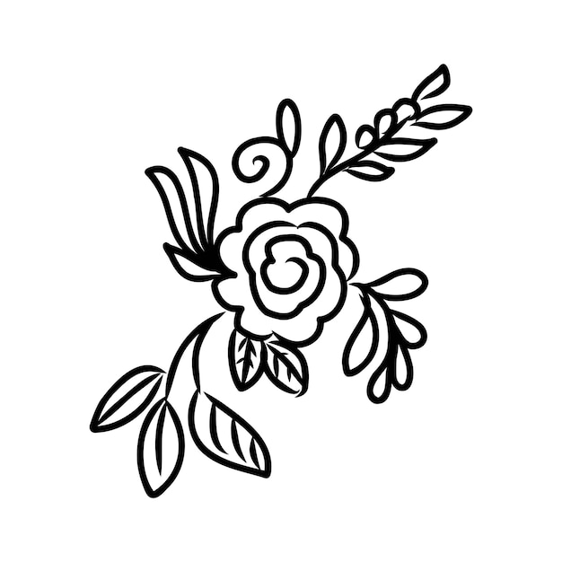 Ilustración de un boceto de flores sobre un fondo blanco