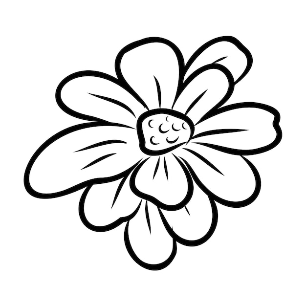 Ilustración de un boceto de flores sobre un fondo blanco