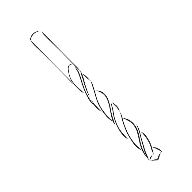 Ilustración de boceto de vector de broca Boceto dibujado a mano de una herramienta de broca