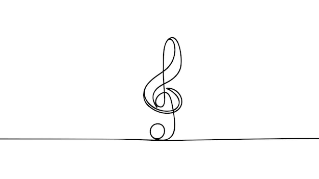 Ilustración de boceto vectorial de la línea de música de clave aguda continua