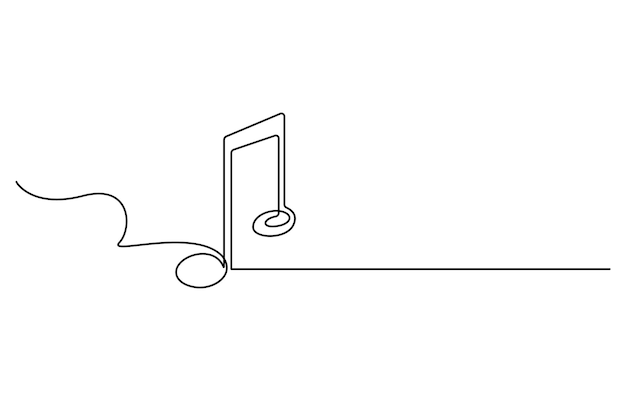 Ilustración de boceto vectorial de notas artísticas de línea de música continua