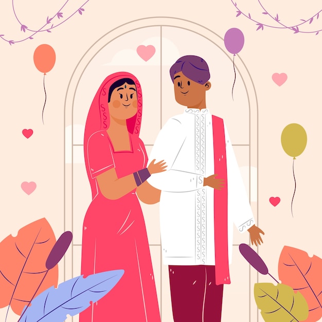 Vector ilustración de boda dibujada a mano