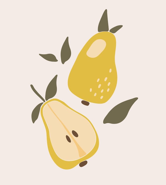 Ilustración de boho de fruta de pera abstracta
