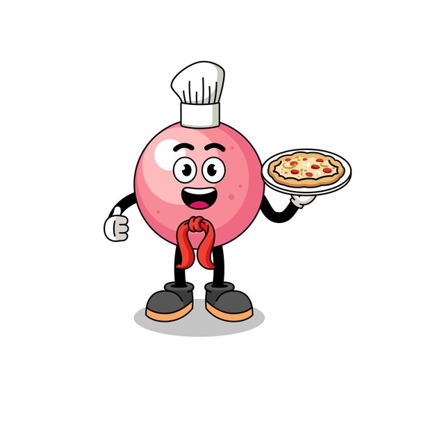 Ilustración de bola de goma como chef italiano
