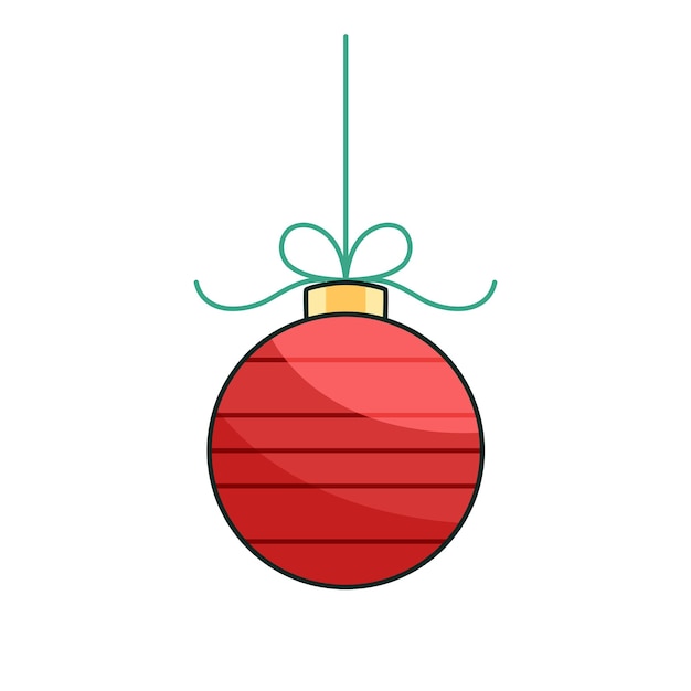 Ilustración de bola de Navidad dibujada a mano en blanco