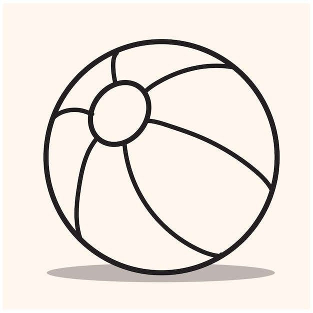 Ilustración de bola de playa símbolo aislado con ilustración stye doodle y arte de líneas