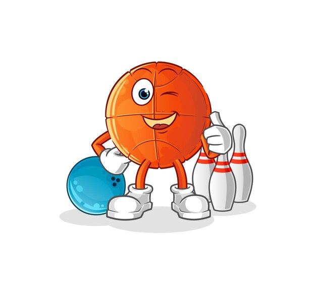 Ilustración de bolos de juego de baloncesto. vector de caracteres