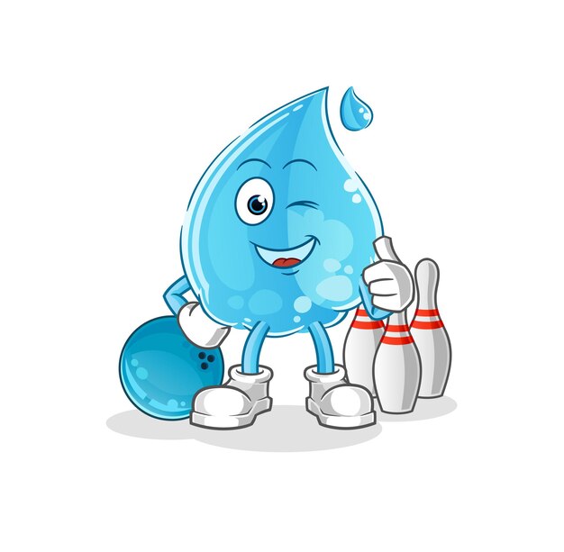 Ilustración de bolos de juego de gota de agua. vector de personaje