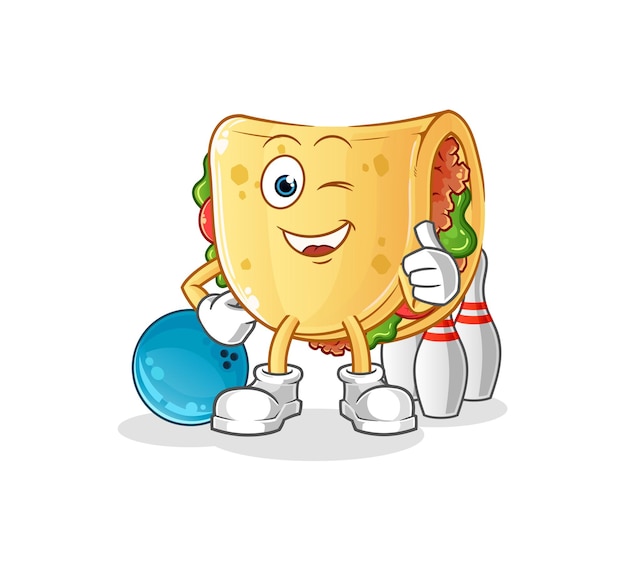 Ilustración de bolos de juego de taco. vector de personaje