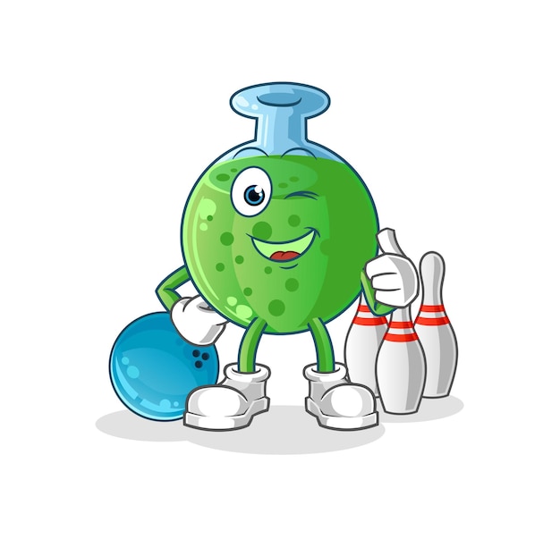 La ilustración de bolos de juego de vidrio químico. mascota de dibujos animados mascota