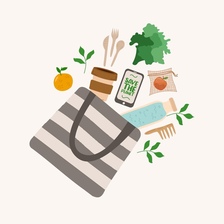 Vector ilustración de bolsa de basura cero en diseño plano