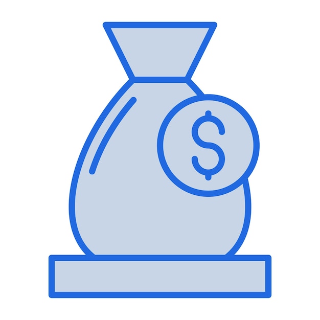 La ilustración de la bolsa de dinero en tono azul.