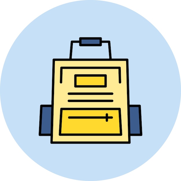 Ilustración de la bolsa de la escuela plana