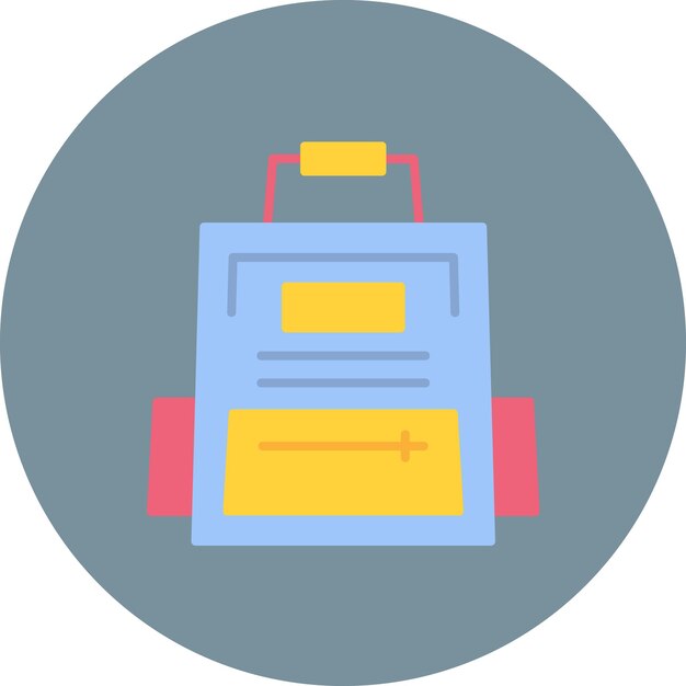 Ilustración de la bolsa de la escuela plana