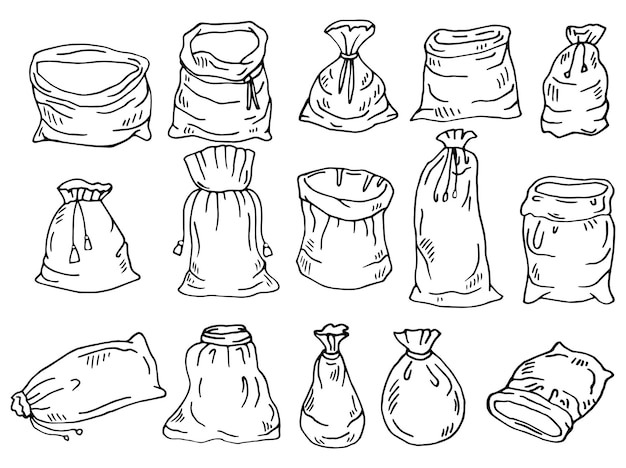 Ilustración de bolsa de lona. Bolsas grandes
