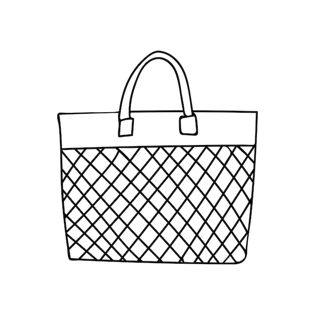 Ilustración de bolso de mano de fideos. Ilustración de bolso de mujer dibujado a mano