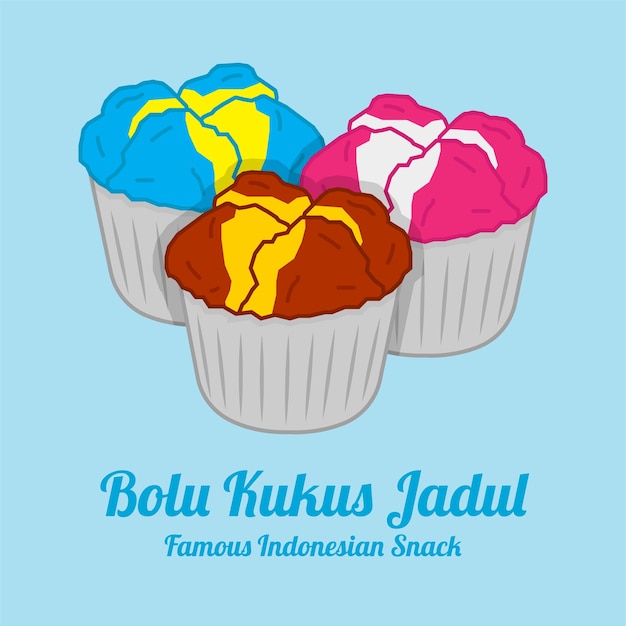 Ilustración de bolu kukus: popular comida callejera asiática, especialmente en indonesia