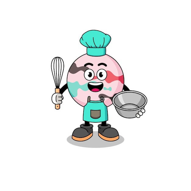 Ilustración de bomba de baño como diseño de personajes de chef de panadería