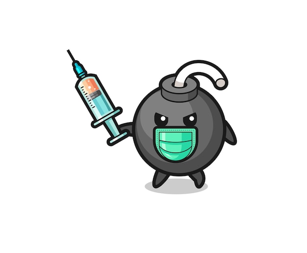 Vector ilustración de la bomba para combatir el virus, lindo diseño.