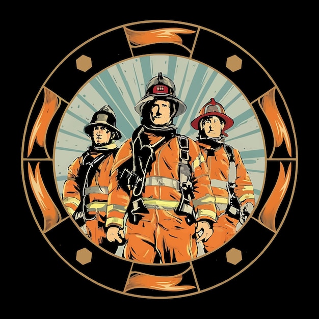 Ilustración de bomberos Diseño de camiseta