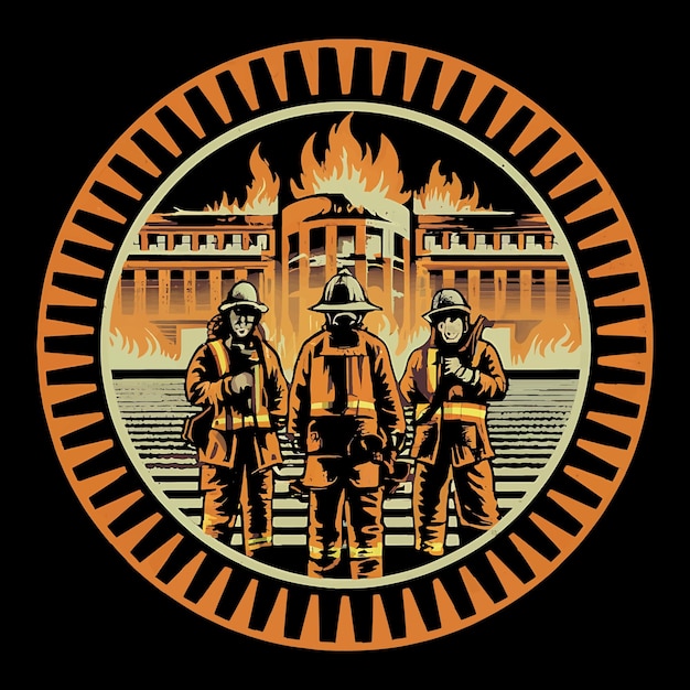 Ilustración de bomberos Diseño de camiseta