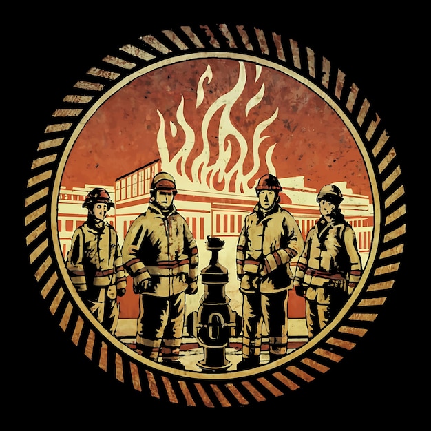 Ilustración de bomberos Diseño de camiseta