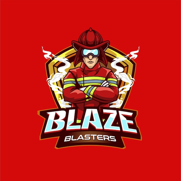 Vector ilustración bomberos que llevan gafas con el texto blaze blasters logotipo de esport