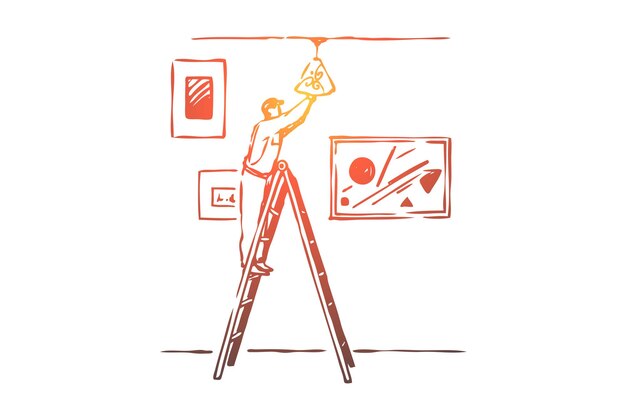 Ilustración de bombilla de cambio de electricista