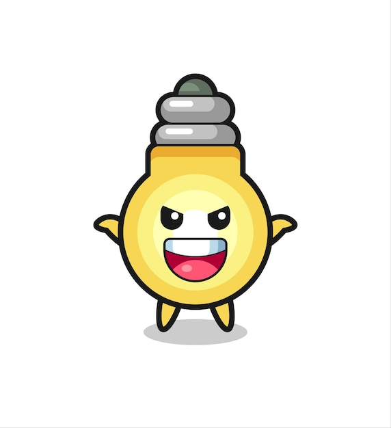 La ilustración de la bombilla linda haciendo gesto de miedo, diseño de estilo lindo para camiseta, pegatina, elemento de logotipo