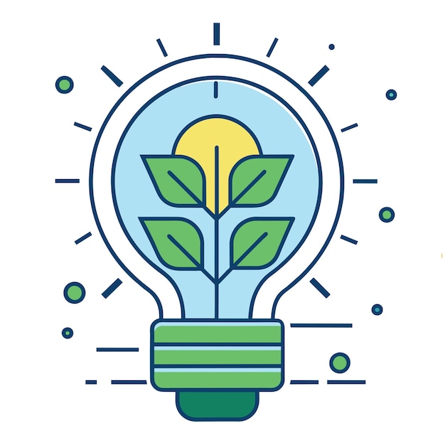 Ilustración de la bombilla con planta en el interior Ilustración del contorno Estilo cómico Ilustración la bombil la idea creativa Logotipo