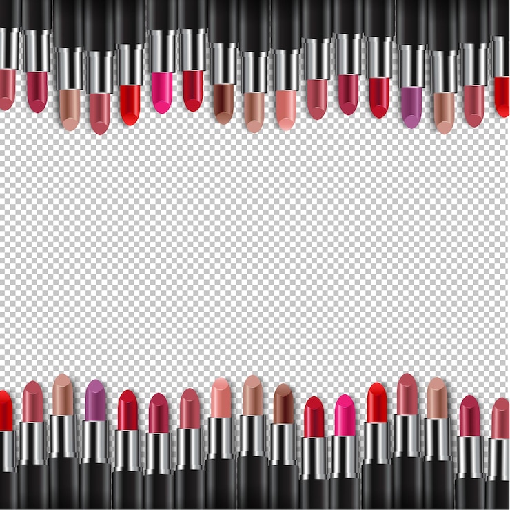 Vector ilustración de borde de lápices labiales de color